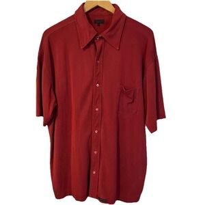 Ted Baker London Button Up Shirt Mens 5/XL Red Modal Blend Relaxed Fit Classic
